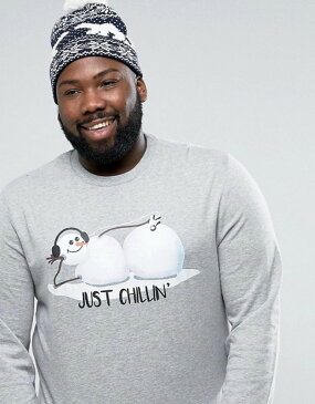 スリードベア メンズ パーカー・スウェット アウター Threadbare PLUS Holidays Snowman Sweat Grey