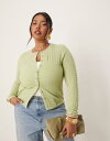【送料無料】 エイソス レディース カーディガン アウター ASOS DESIGN Curve knit stitch detail crew neck car...