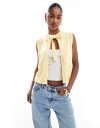 【送料無料】 エイソス レディース カーディガン アウター ASOS DESIGN knit cardigan with bow tie neck in buttermilk yellow Buttermilk yellow