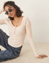 【送料無料】 フリーピープル レディース カーディガン アウター Free People hope henley ribbed long sleeve top in light pink PINK
