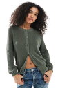 【送料無料】 エイソス レディース カーディガン アウター ASOS DESIGN knit raglan cardigan in khaki Khaki