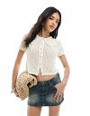 【送料無料】 ミスセルフフリッジ レディース カーディガン アウター Miss Selfridge knit pointelle button up top i...
