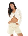 【送料無料】 ミスセルフフリッジ レディース カーディガン アウター Miss Selfridge knit crochet tie front shrunke...