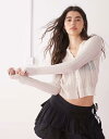 【送料無料】 コルージョン レディース カーディガン アウター COLLUSION sheer knit cardigan in cream CREAM