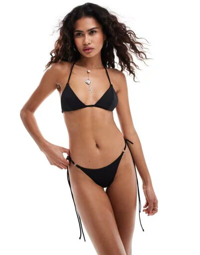 【送料無料】 ウィークデイ レディース ボトムスのみ 水着 Weekday Lake scuba side tie bikini bottom in black Black 【送料無料】 ウィークデイ レディース ボトムスのみ 水着 Weekday Lake scuba side tie bikini bottom in black Black
