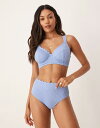 【送料無料】 ピーク&ボー レディース トップのみ 水着 Peek & Beau crinkle underwire bikini top with scallop detail in blue Blue