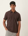 【送料無料】 セレクテッドオム メンズ ポロシャツ トップス Selected Homme plisse half zip polo shirt in brown Chocolate