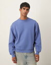 【送料無料】 エイソス メンズ パーカー・スウェット アウター ASOS DESIGN oversized drop shoulder sweatshirt with woven label detail in washed blue Coastal fjord