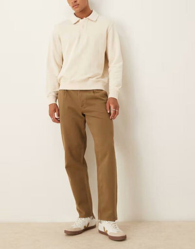 【送料無料】 エイソス メンズ カジュアルパンツ ボトムス ASOS DESIGN straight leg pants in khaki with pleats Khaki 【送料無料】 エイソス メンズ カジュアルパンツ ボトムス ASOS DESIGN straight leg pants in khaki with pleats Khaki