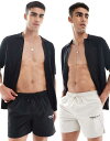 【送料無料】 ジャック アンド ジョーンズ メンズ ハーフパンツ・ショーツ 水着 Jack & Jones 2 pack swim shorts in black and cream Black/Moonbeam