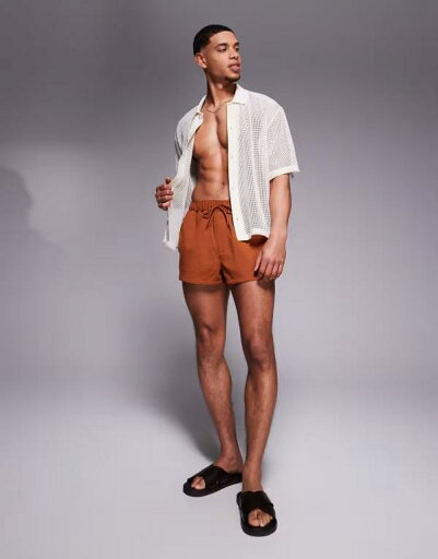 【送料無料】 エイソス メンズ ハーフパンツ・ショーツ 水着 ASOS DESIGN swim shorts in super short length in orange RUST 【送料無料】 エイソス メンズ ハーフパンツ・ショーツ 水着 ASOS DESIGN swim shorts in super short length in orange RUST