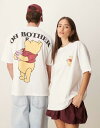 【送料無料】 エイソス レディース Tシャツ トップス ASOS DESIGN Disney Unisex oversized t-shirt with Winnie The Pooh prints in white WHITE