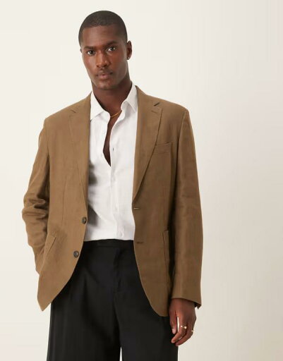 【送料無料】 マンゴ メンズ ジャケット・ブルゾン アウター Mango linen slim fit blazer in brown BROWN 【送料無料】 マンゴ メンズ ジャケット・ブルゾン アウター Mango linen slim fit blazer in brown BROWN