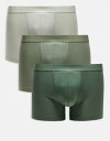 【送料無料】 エイソス メンズ トランクス アンダーウェア ASOS DESIGN 3 pack trunk in neutral Multi