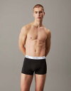 【送料無料】 カルバンクライン メンズ トランクス アンダーウェア Calvin Klein Icon Cotton Stretch 3 pack darted briefs in black with green waistbands B- WHITE BEAU BLUE