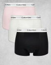 【送料無料】 カルバンクライン メンズ トランクス アンダーウェア Calvin Klein Icon Cotton Stretch 3 pack darted trunk in black/white/pink BLACK SNOW HEATHER