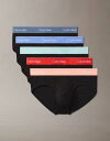【送料無料】 カルバンクライン メンズ ブリーフパンツ アンダーウェア Calvin Klein Icon Cotton Stretch 5 pack hip briefs in black with red/blue waistbands black