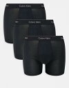 【送料無料】 カルバンクライン メンズ ブリーフパンツ アンダーウェア Calvin Klein Icon Cotton Stretch 3 pack boxer briefs in triple black Black
