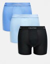 【送料無料】 カルバンクライン メンズ ブリーフパンツ アンダーウェア Calvin Klein Icon Cotton Stretch 3-pack boxer briefs in blue tones Black Glacier