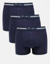 【送料無料】 スリードベア メンズ ブリーフパンツ アンダーウェア Threadbare 3 pack cotton boxers with logo waistband in navy NAVY