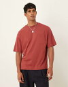 【送料無料】 マンゴ メンズ Tシャツ トップス Mango cotton t-shirt in dark red RED