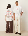 【送料無料】 エイソス レディース Tシャツ トップス ASOS DESIGN Disney Unisex oversized t-shirt with Winnie The Pooh prints in white WHITE