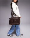 【送料無料】 リバーアイランド レディース トートバッグ バッグ River Island lock front tote bag in brown BROWN