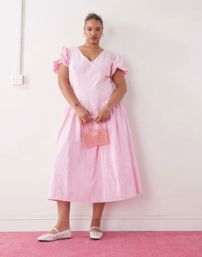 【送料無料】 コルージョン レディース ワンピース トップス COLLUSION Plus dropped waist puff sleeve maxi dress in pink pink 【送料無料】 コルージョン レディース ワンピース トップス COLLUSION Plus dropped waist puff sleeve maxi dress in pink pink