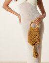 【送料無料】 エイソス レディース クラッチバッグ バッグ ASOS DESIGN macrame clutch with tassel detail in g...
