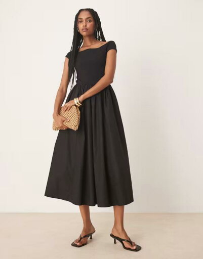 【送料無料】 ノーバディーズ チャイルド レディース ワンピース トップス Nobody's Child off the shoulder midi dress in black Black 【送料無料】 ノーバディーズ チャイルド レディース ワンピース トップス Nobody's Child off the shoulder midi dress in black Black