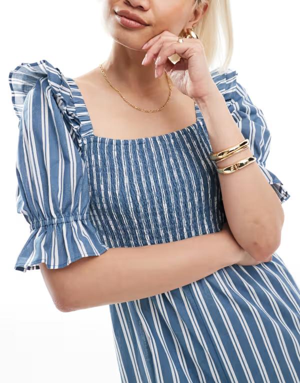 【送料無料】 ウェンズデーガール レディース ジャンプスーツ トップス Wednesday's Girl bold striped jumpsuit in blue Blue stripe