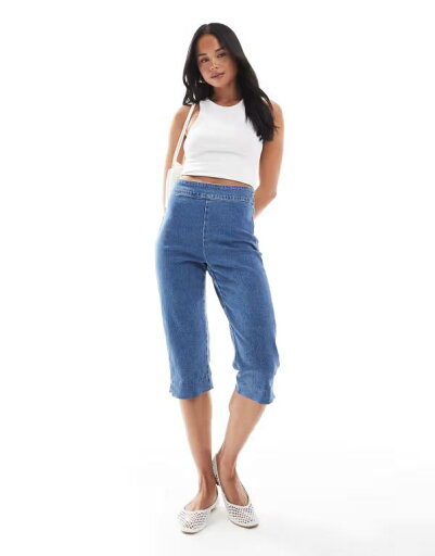 【送料無料】 エイソス レディース デニムパンツ ボトムス ASOS DESIGN denim capri pants in mid blue MID BLUE 【送料無料】 エイソス レディース デニムパンツ ボトムス ASOS DESIGN denim capri pants in mid blue MID BLUE