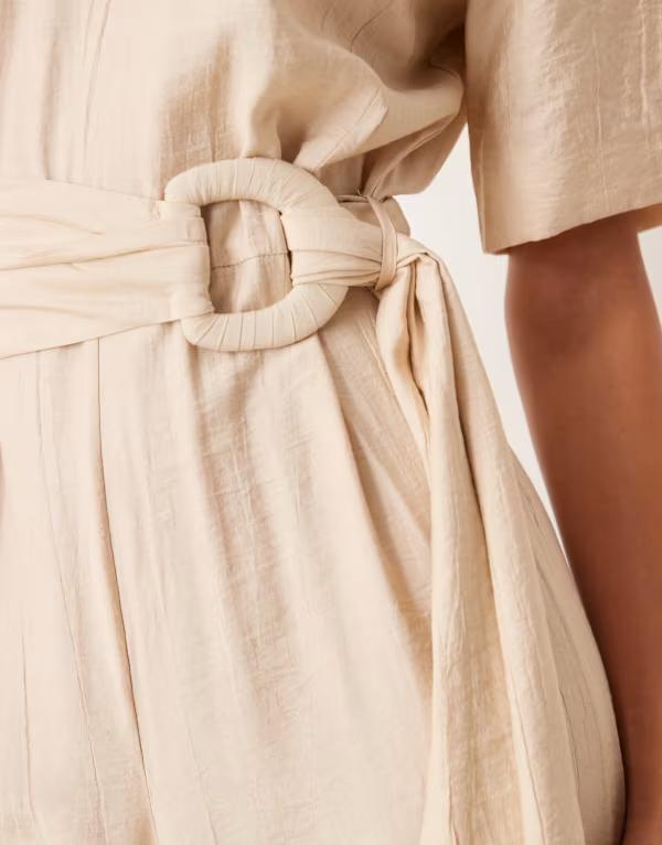 【送料無料】 マンゴ レディース ジャンプスーツ トップス Mango belt detail jumpsuit in beige BEIGE