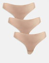 【送料無料】 エイソス レディース ブリーフパンツ アンダーウェア ASOS DESIGN Curve 3 pack no vpl thong in beige...
