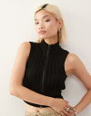 【送料無料】 ノイジーメイ レディース ベスト トップス Noisy May high neck zip up knit tank top in black B...