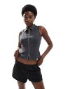 【送料無料】 コットンオン レディース ベスト トップス Cotton On izzy zip up vest in charcoal CHARCOAL