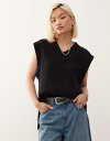 【送料無料】 モンキ レディース ベスト トップス Monki knit varsity tank top in black Black