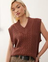 【送料無料】 モンキ レディース ベスト トップス Monki knit varsity tank top in chocolate brown Chocola...