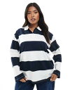 【送料無料】 ヴェロモーダ レディース ポロシャツ トップス Vero Moda Curve relaxed fit rugby top in navy and...