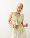 【送料無料】 リクレイム ヴィンテージ レディース ベスト トップス Reclaimed Vintage chiffon ruffle tie front bl...