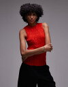 【送料無料】 トップショップ レディース タンクトップ トップス Topshop shirred tank top in red RED