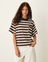 【送料無料】 エイソス レディース Tシャツ トップス ASOS DESIGN oversize T-shirt with pocket in stripe STRIPE