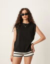 【送料無料】 マンゴ レディース ベスト トップス Mango sleeveless elevated shoulder tank top in black B...