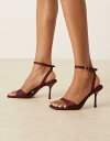 【送料無料】 エイソス レディース サンダル シューズ ASOS DESIGN Hollow barely there heeled sandals in burgundy satin Burgundy satin