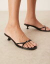 【送料無料】 マンゴ レディース サンダル シューズ Mango slip on kitten heels with buckle detail straps in black Black