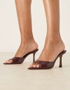 【送料無料】 マンゴ レディース サンダル シューズ Mango slingback heeled mules in dark red Dark red