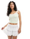 【送料無料】 ミスセルフフリッジ レディース シャツ トップス Miss Selfridge broderie trim ribbed cami top in ...