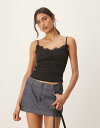 【送料無料】 エイソス レディース Tシャツ トップス ASOS DESIGN ribbed cami top with lace and button det...