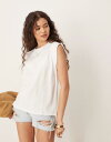 【送料無料】 マンゴ レディース ベスト トップス Mango sleeveless elevated shoulder tank top in white W...