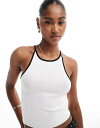 【送料無料】 ブレーブソウル レディース ベスト トップス Brave Soul knit cropped tank top in white with bla...